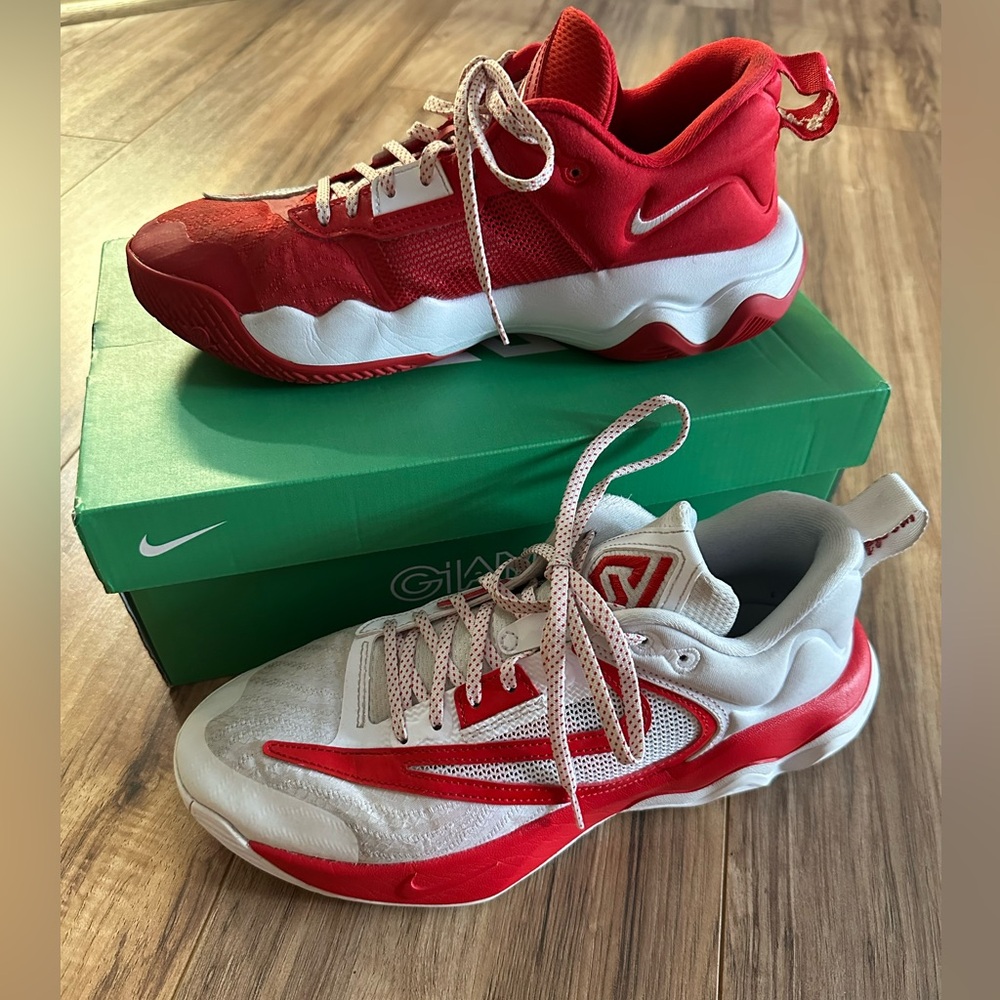 Nike Giannis Immortality 3 Red and White Sneakers. Mens size 8